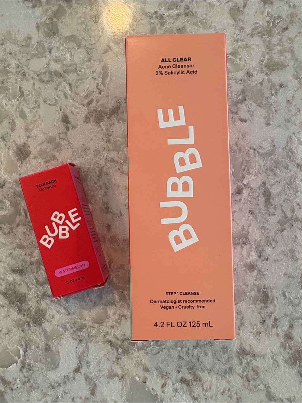 Bubble Bundle - All Clear Acne Cleanser and Talk Back Lip Serum - NEW, unused